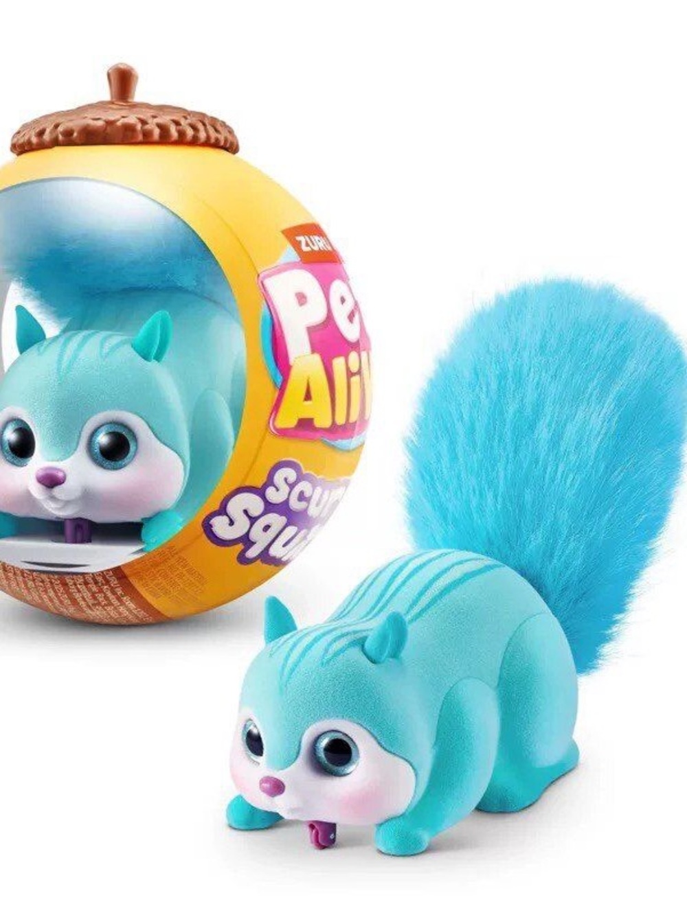 Pets alive Blue Squirrel Toy with Fluffy Tail